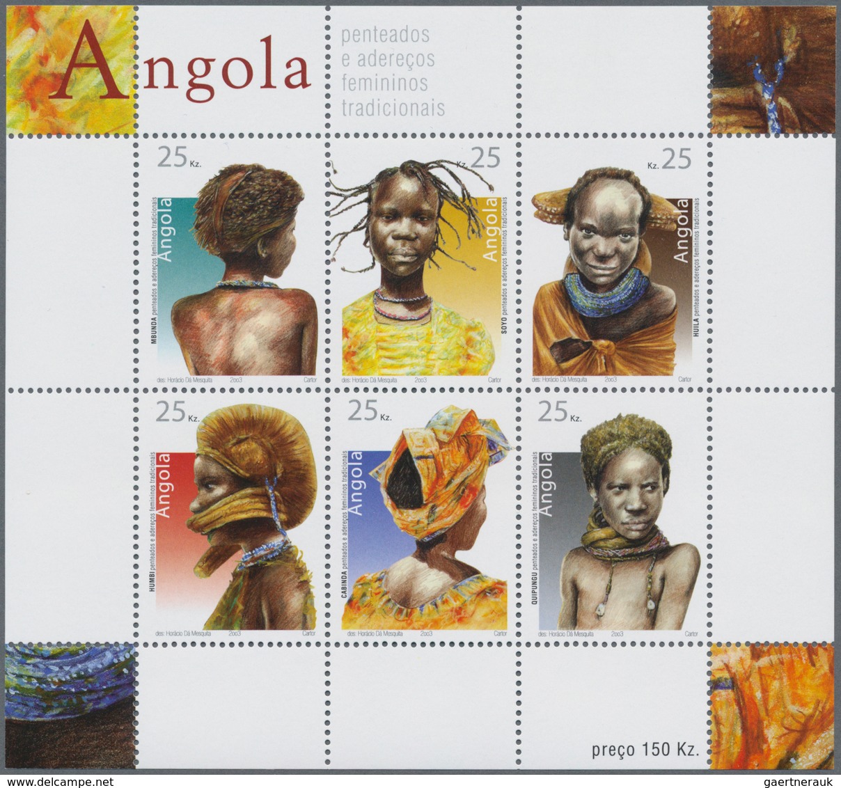 Angola: 2003, „TRADITIONAL WOMEN'S HAIRSTYLE“ Miniature Sheet, Investment Lot Of 500 Copies Mint Nev - Angola