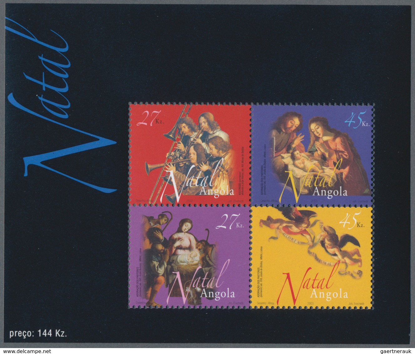 Angola: 2003, „CHRISTMAS “, Complete Set Of 4 In Miniature Sheets, In An Investment Lot Of 400 Sets - Angola