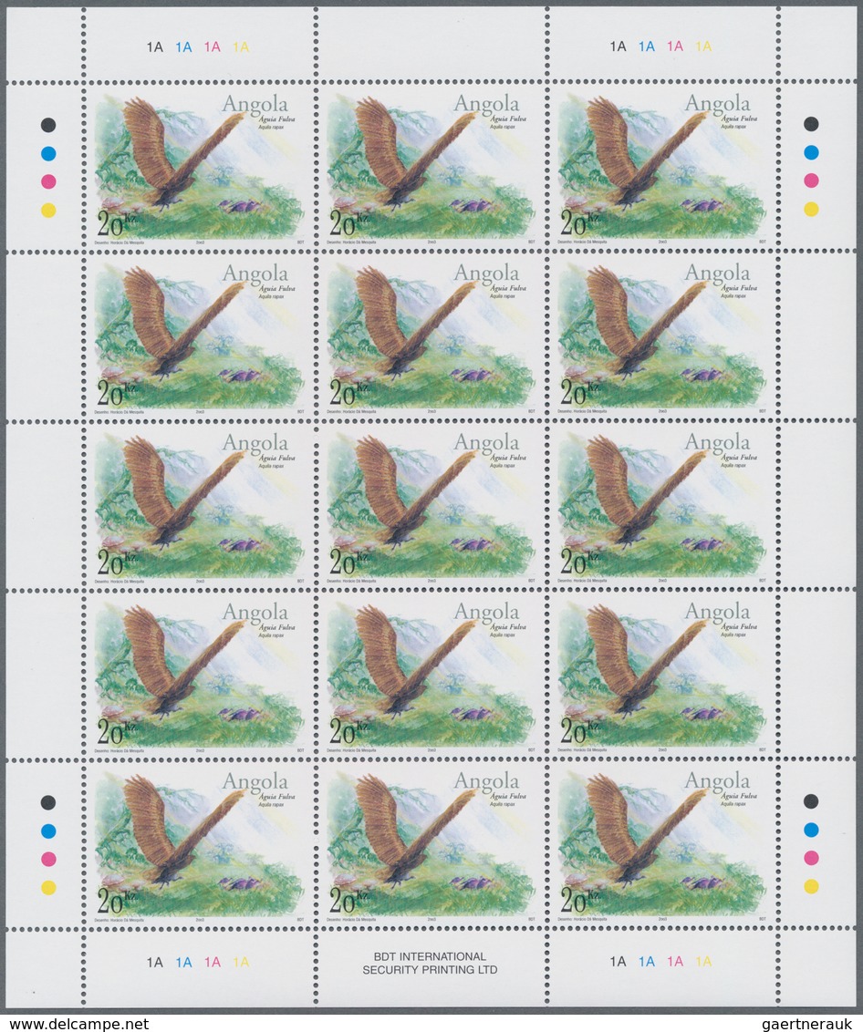 Angola: 2004, EAGLES, Complete Set Of Four In Sheets, In An Investment Lot Of 750 Sets And 500 Copie - Angola