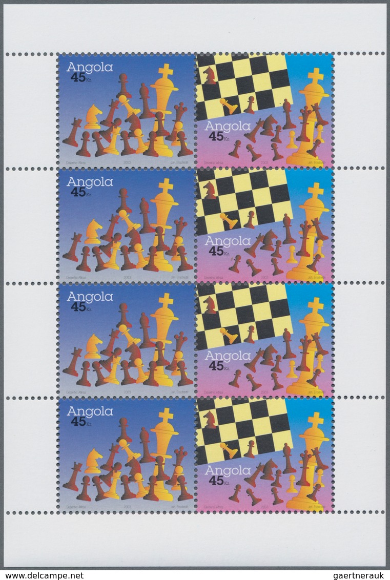 Angola: 2003, CHESS, Complete Set Of Two In An Investment Lot Of 800 Sets In Little Sheets With Four - Angola