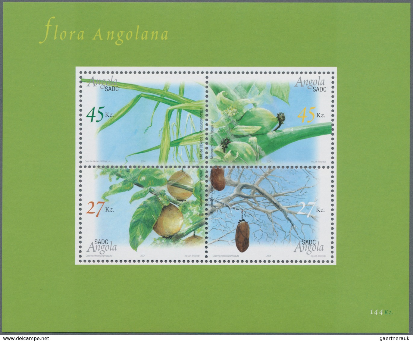 Angola: 2004, „CROP PLANTS “, Complete Set Of 4 In Sheets, In An Investment Lot Of 500 Sets And 500 - Angola