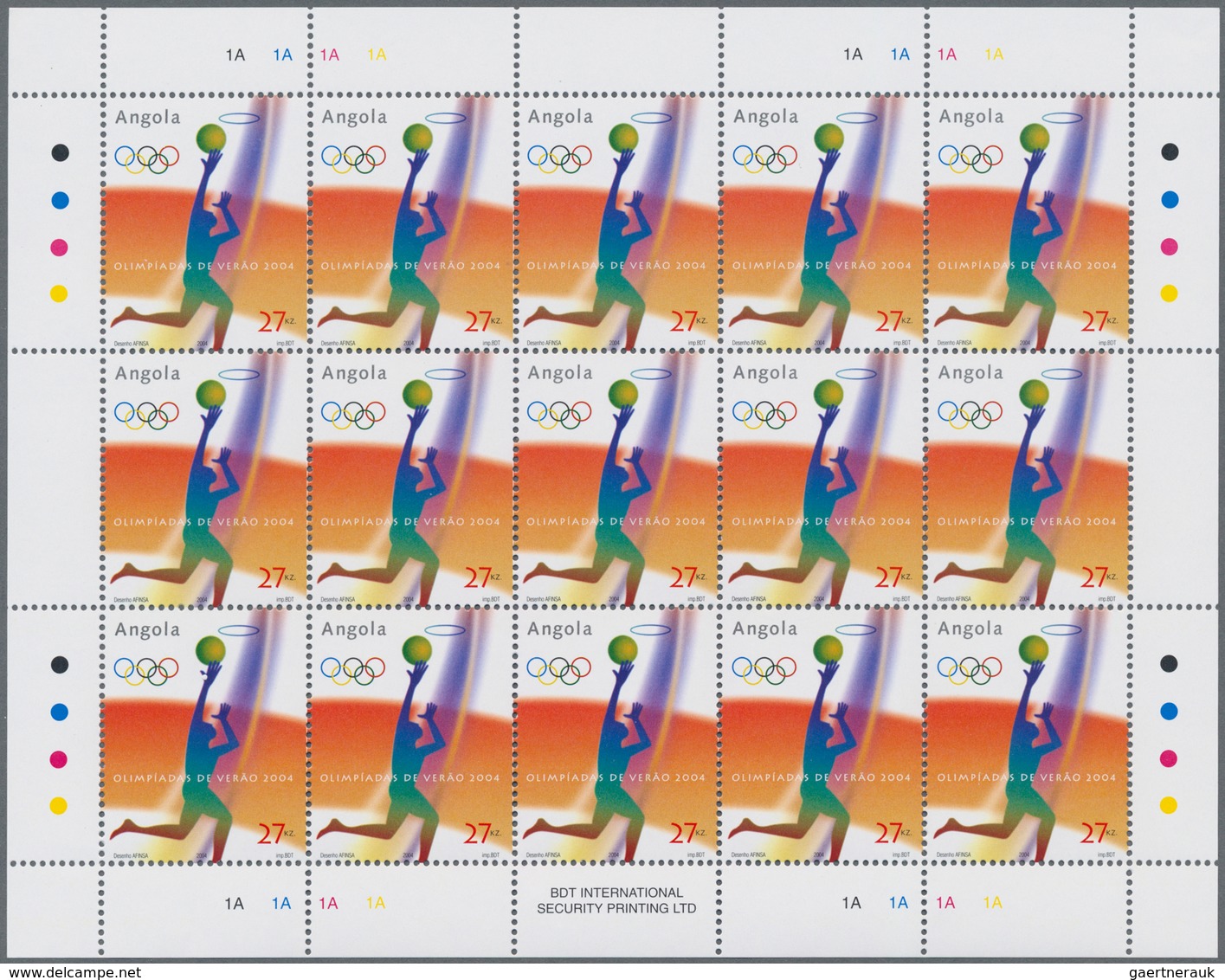 Angola: 2004, SUMMER OLYMPICS ATHENS, Complete Set Of Four In An Investment Lot Of 1500 Sets In Shee - Angola