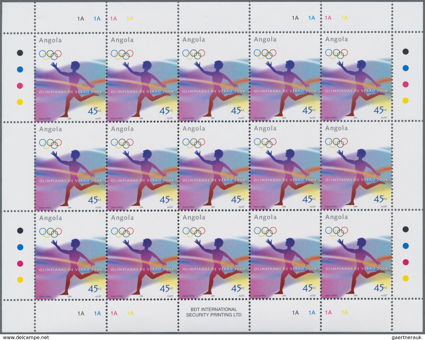 Angola: 2004, SUMMER OLYMPICS ATHENS, Complete Set Of Four In An Investment Lot Of 750 Sets In Sheet - Angola