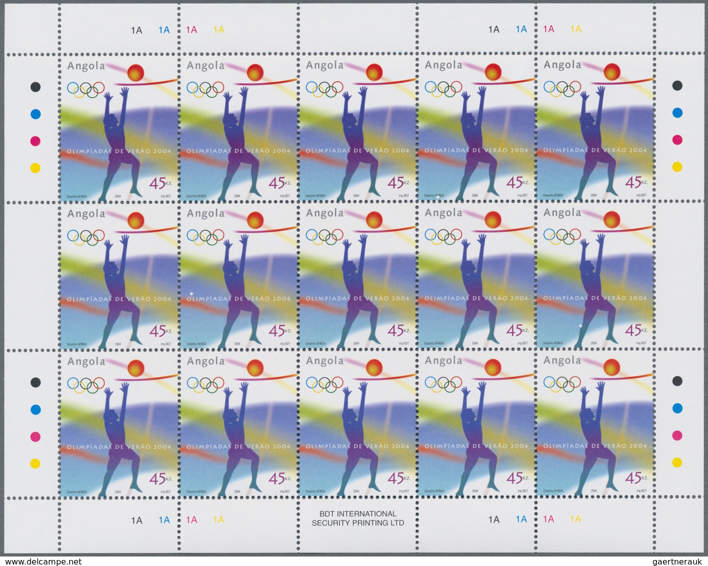 Angola: 2004, SUMMER OLYMPICS ATHENS, Complete Set Of Four In An Investment Lot Of 750 Sets In Sheet - Angola