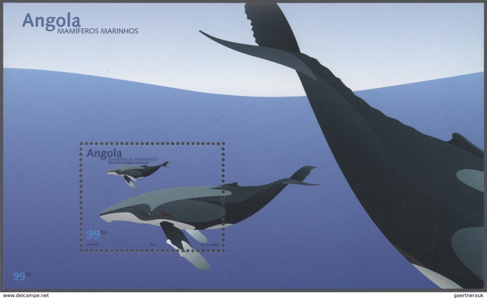 Angola: 2004, WHALES AND DOLPHINES, Complete Set Of 3 In A Strip In An Investment Lot Of 1000 Sets I - Angola