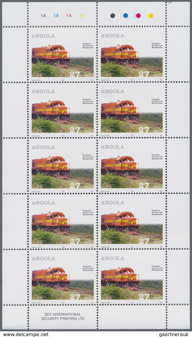 Angola: 2004, LOCOMOTIVES, Complete Set Of 3 In Miniature Sheets, In An Investment Lot Of 1000 Sets - Angola