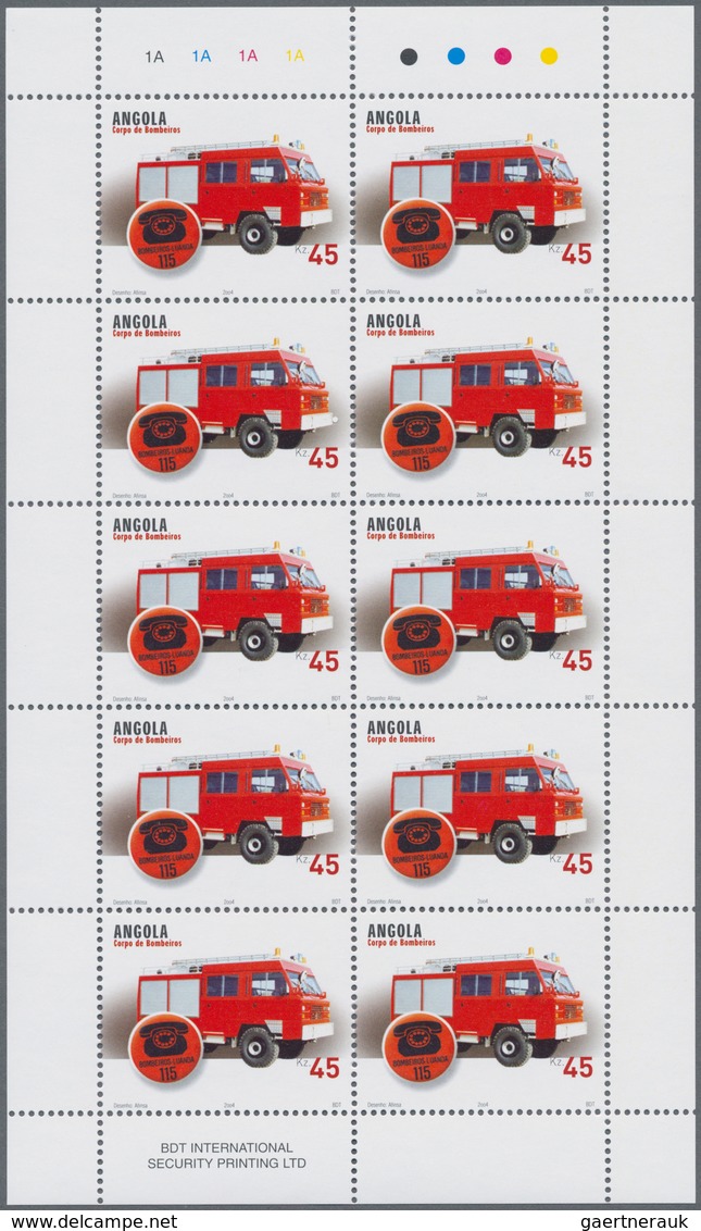 Angola: 2004, „FIRE BRIGADE “, Complete Set Of 3 In Miniature Sheets, In An Investment Lot Of 1000 S - Angola