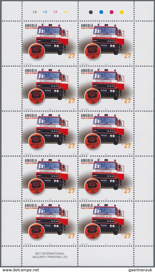 Angola: 2004, „FIRE BRIGADE “, Complete Set Of 3 In Miniature Sheets, In An Investment Lot Of 1000 S - Angola