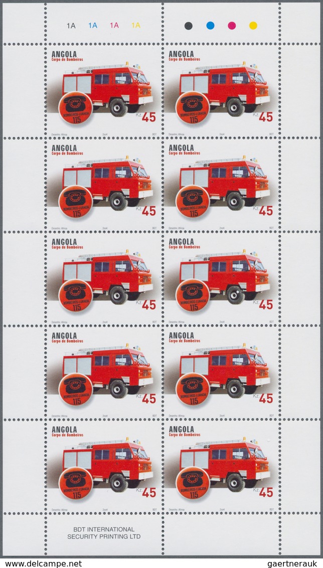 Angola: 2004, „FIRE BRIGADE “, Complete Set Of 3 In Miniature Sheets, In An Investment Lot Of 500 Se - Angola