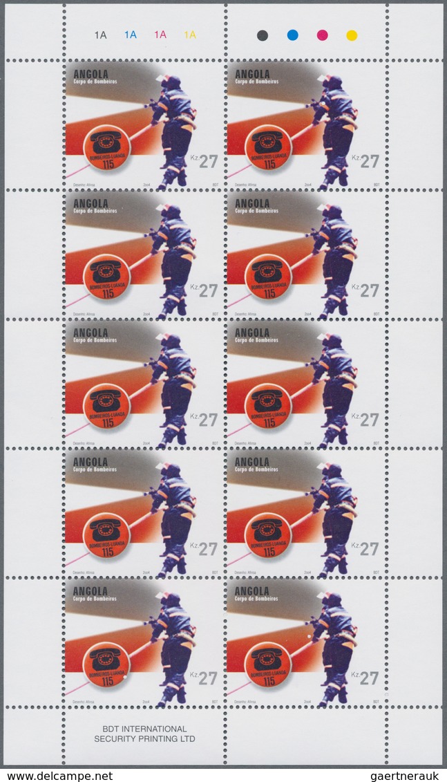 Angola: 2004, „FIRE BRIGADE “, Complete Set Of 3 In Miniature Sheets, In An Investment Lot Of 500 Se - Angola