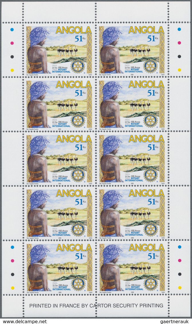 Angola: 2005, ROTARY CLUB, Complete Set Of Two In Miniature Sheets In An Investment Lot Of 1000 Sets - Angola