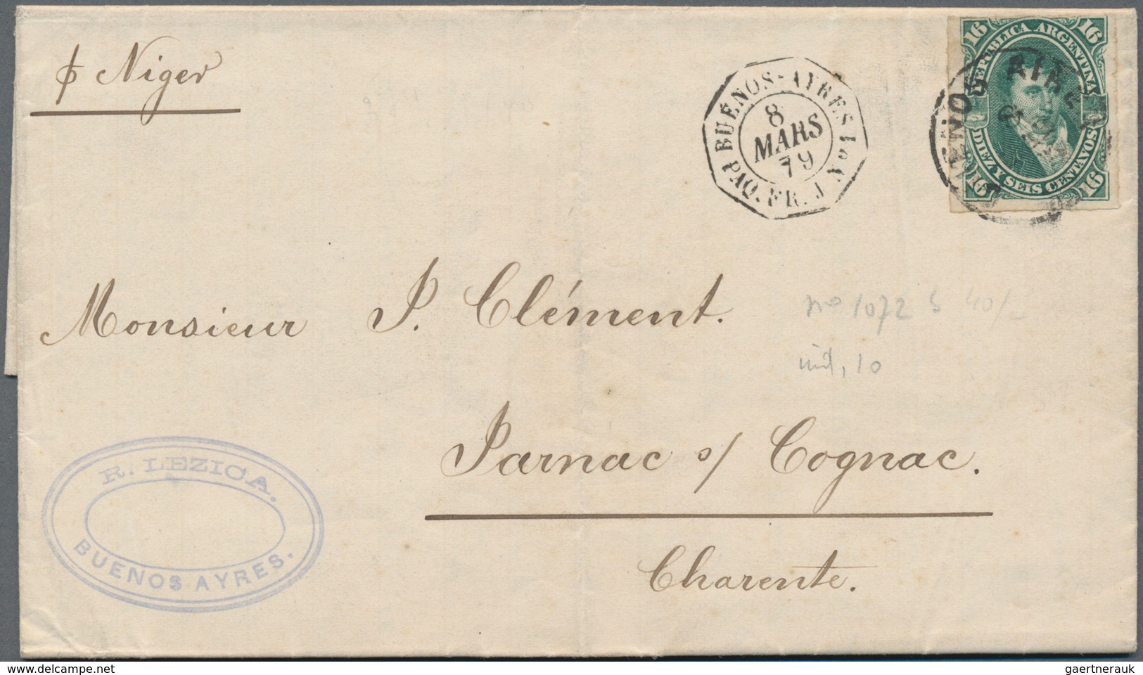 Argentinien: 1870-1899, Nine Covers And Postal Stationery Items To Europe By Ship, Almost All With F - Autres & Non Classés