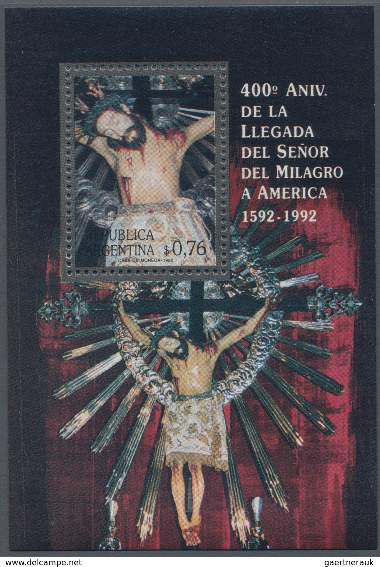 Argentinien: 1992, 400 Years Arrival Of The Crucifix ‚Christ Of Miracles‘ In America In A Lot With A - Autres & Non Classés