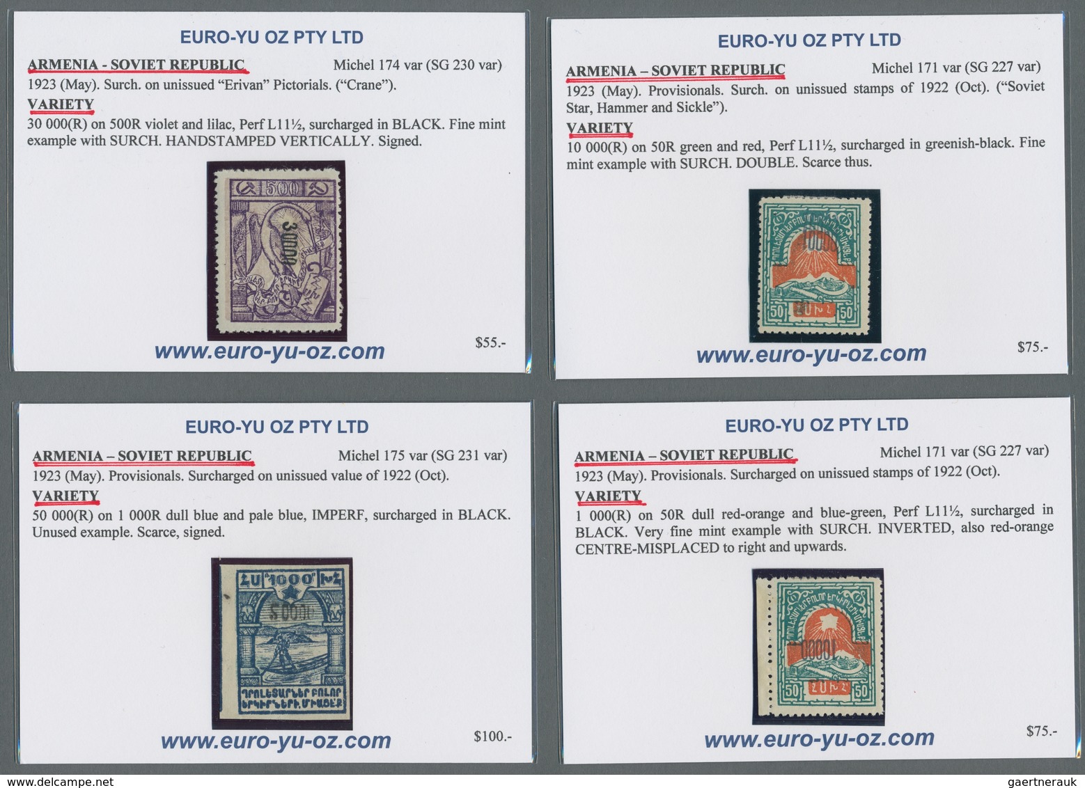 Armenien: 1922/1923, Overprints, Lot Of Apprx. 70 Stamps Incl. Blocks Of Four And Double Surcharges, - Arménie