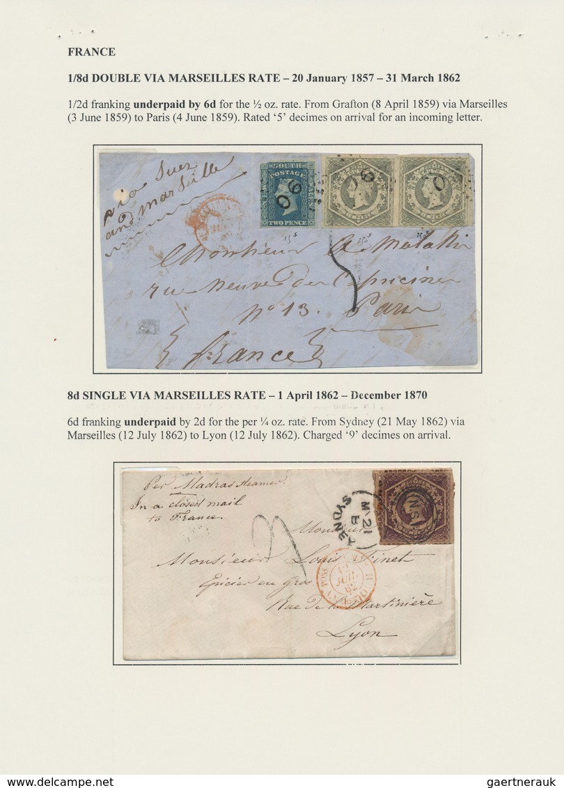 Neusüdwales: 1859/1967, Two Exhibition Pages Containing 3 Fronts And One Complete Letter, All With D - Lettres & Documents