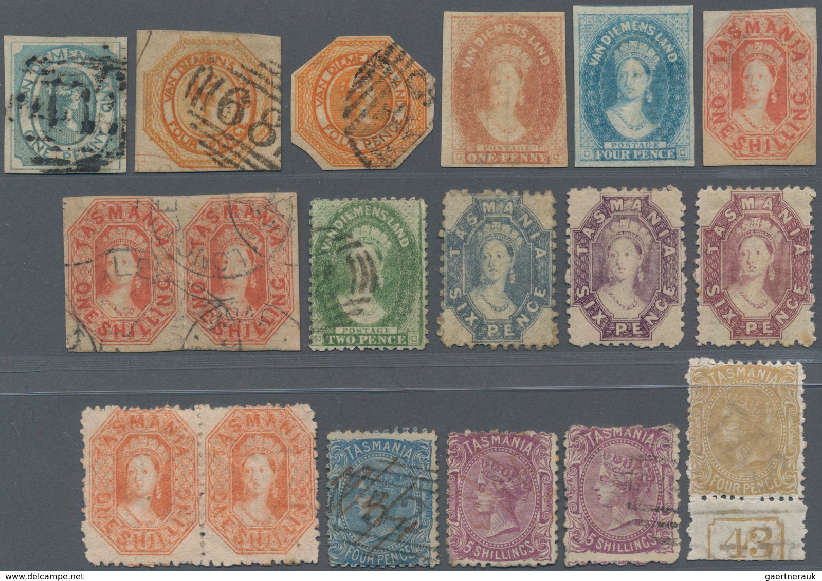 Tasmanien: 1853/1910 (ca.), Collection On Album Pages With Several Better And Interesting Stamps Inc - Lettres & Documents