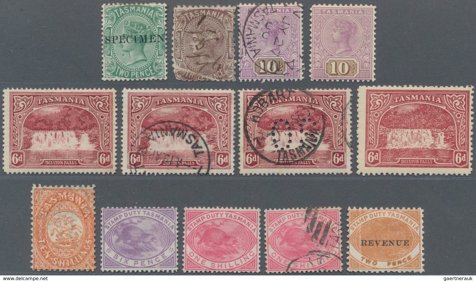 Tasmanien: 1853/1910 (ca.), Collection On Album Pages With Several Better And Interesting Stamps Inc - Cartas & Documentos