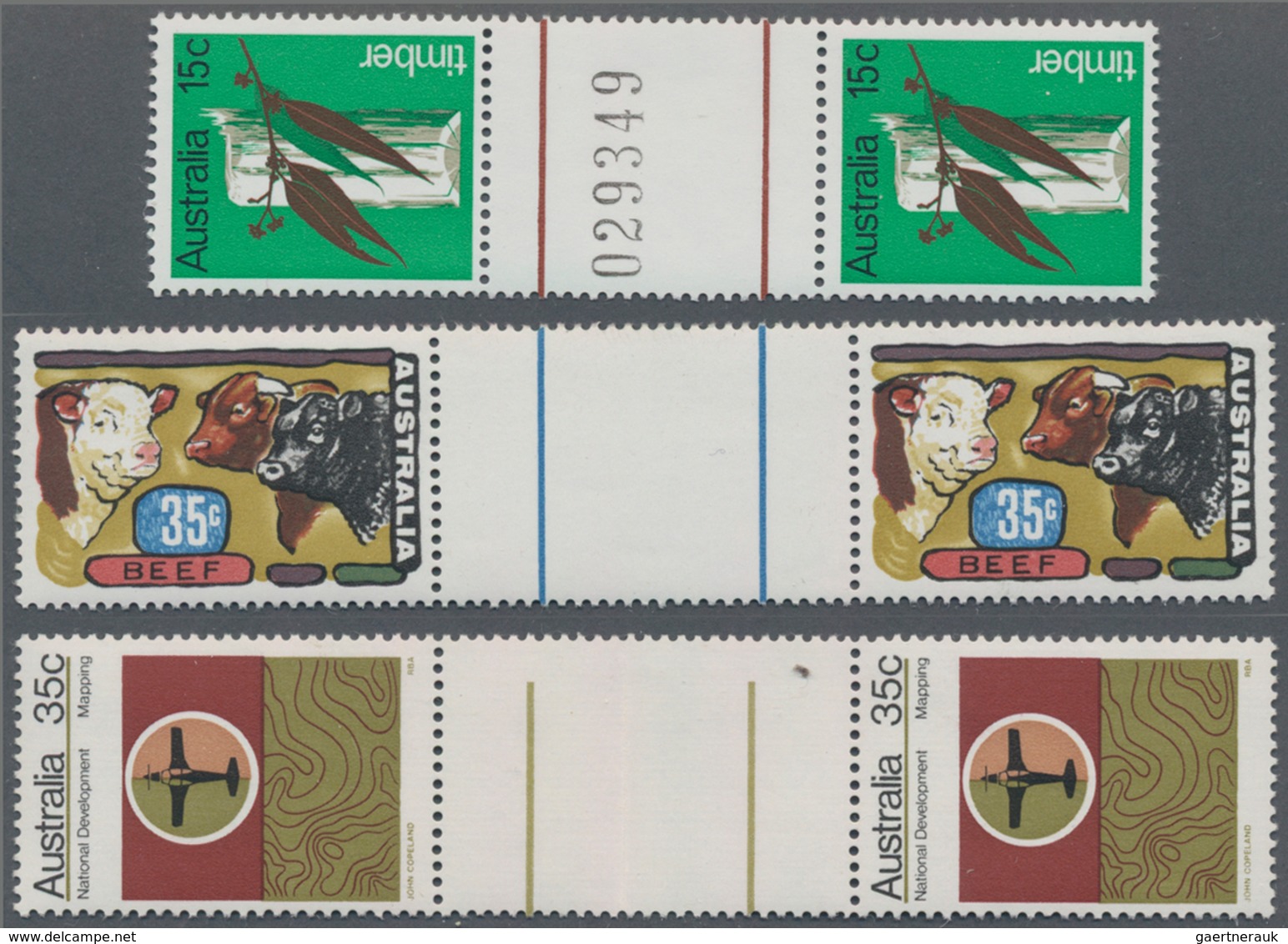 Australien: 1966/1982 (ca.), Duplicates Of Only GUTTER PAIRS On 95 Large Stockcards With Many Comple - Collections