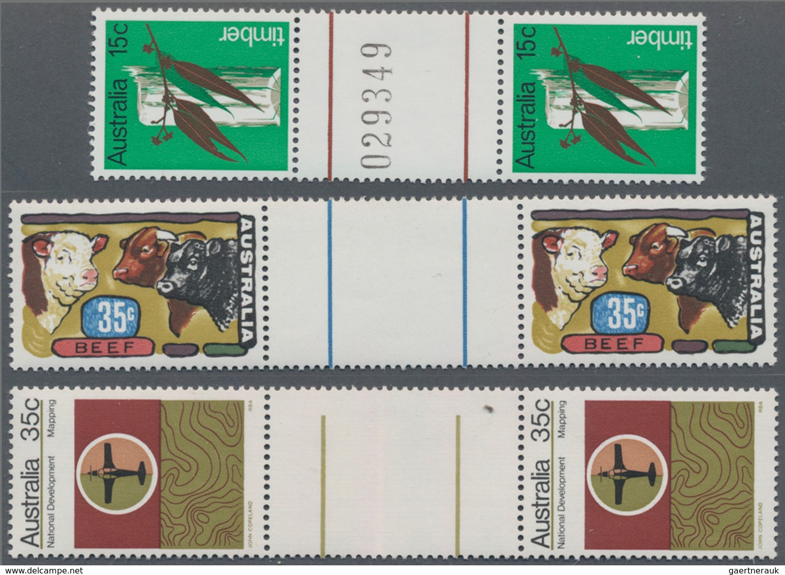 Australien: 1966/1982 (ca.), Duplicates Of Only GUTTER PAIRS On 95 Large Stockcards With Many Comple - Sammlungen
