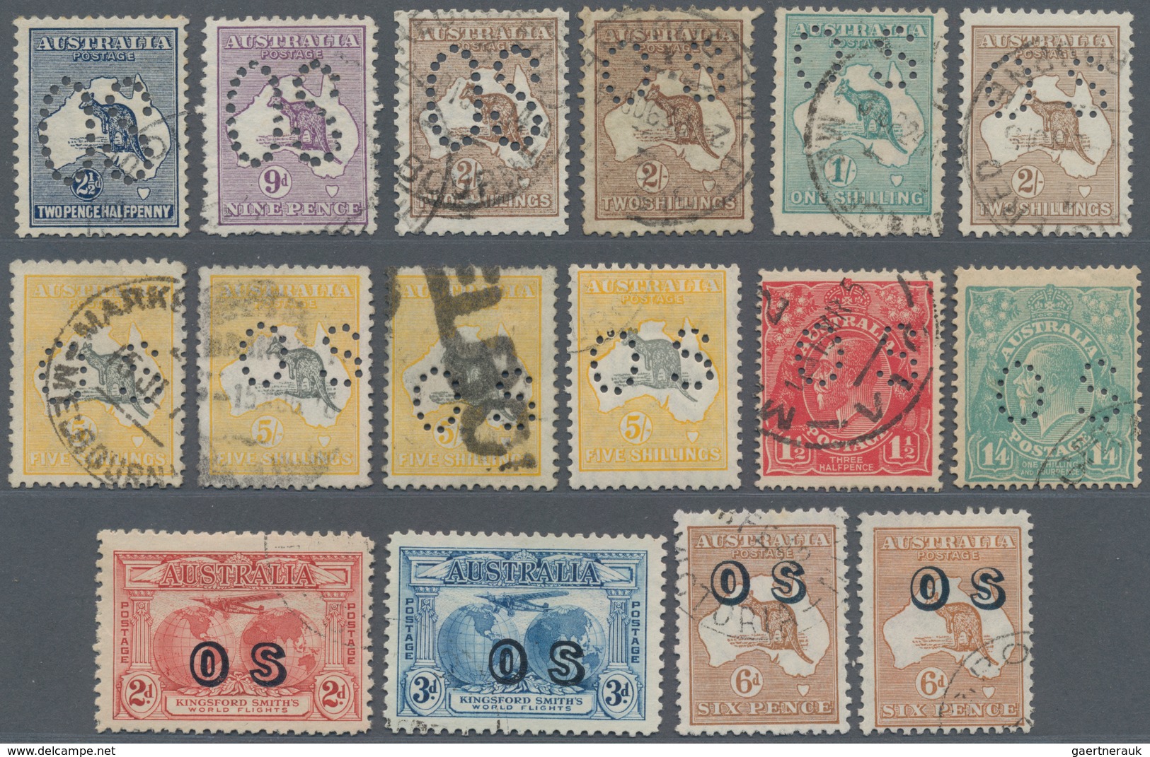 Australien - Dienstmarken Mit OS-Lochung: 1913/1933, Small Collection Of The Official Stamps Incl. L - Oficiales