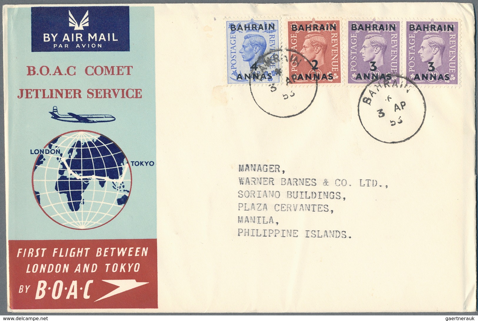 Bahrain: 1951/86, Covers: KGVI (5 Inc. Two FFC To Tokyo Or Manila), QEII (3 + Mint Airletter), Indep - Bahrein (1965-...)