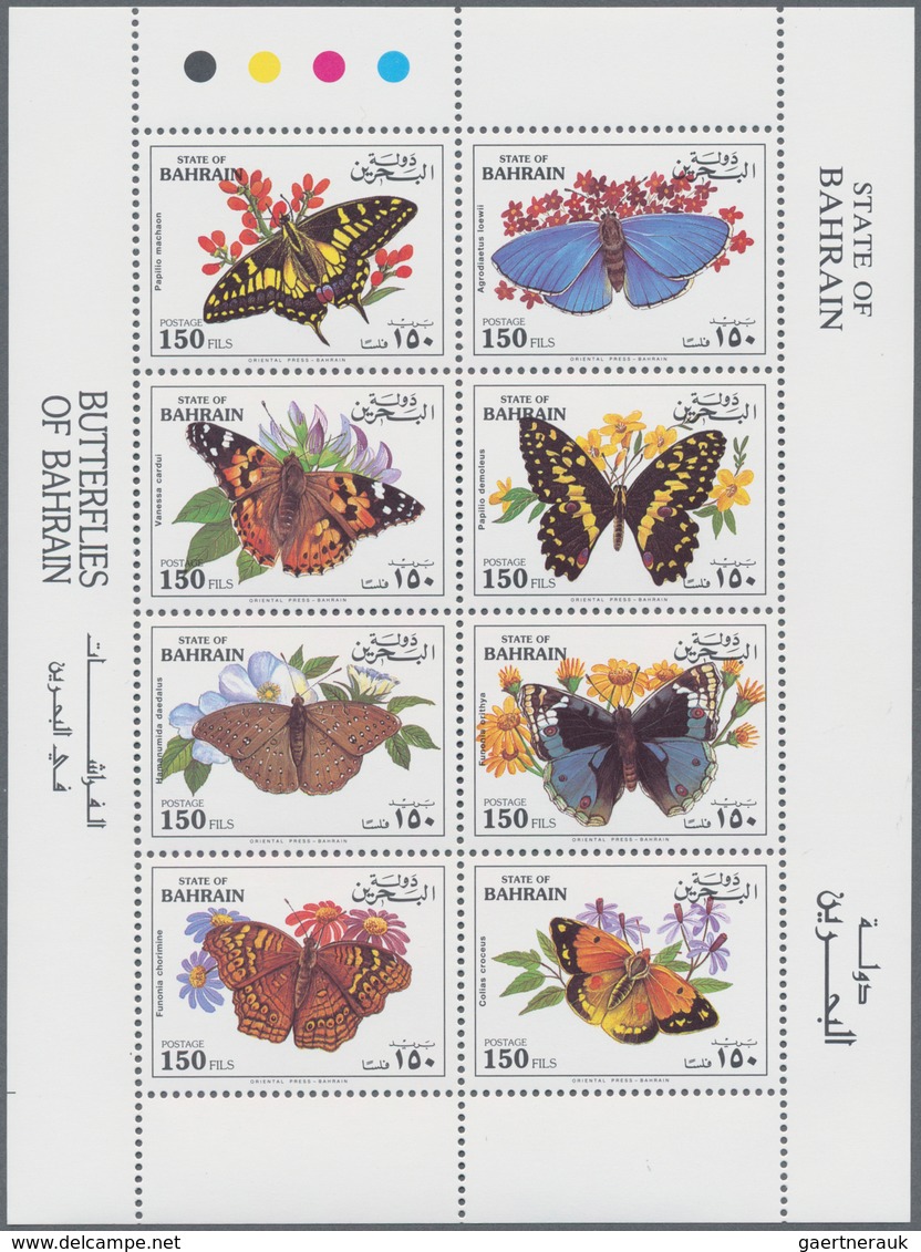 Bahrain: 1994, Domestic Butterflies, 96 Pairs Of Two Se-tenant Sheets MNH. Michel Nos. 527/42 (96), - Bahreïn (1965-...)