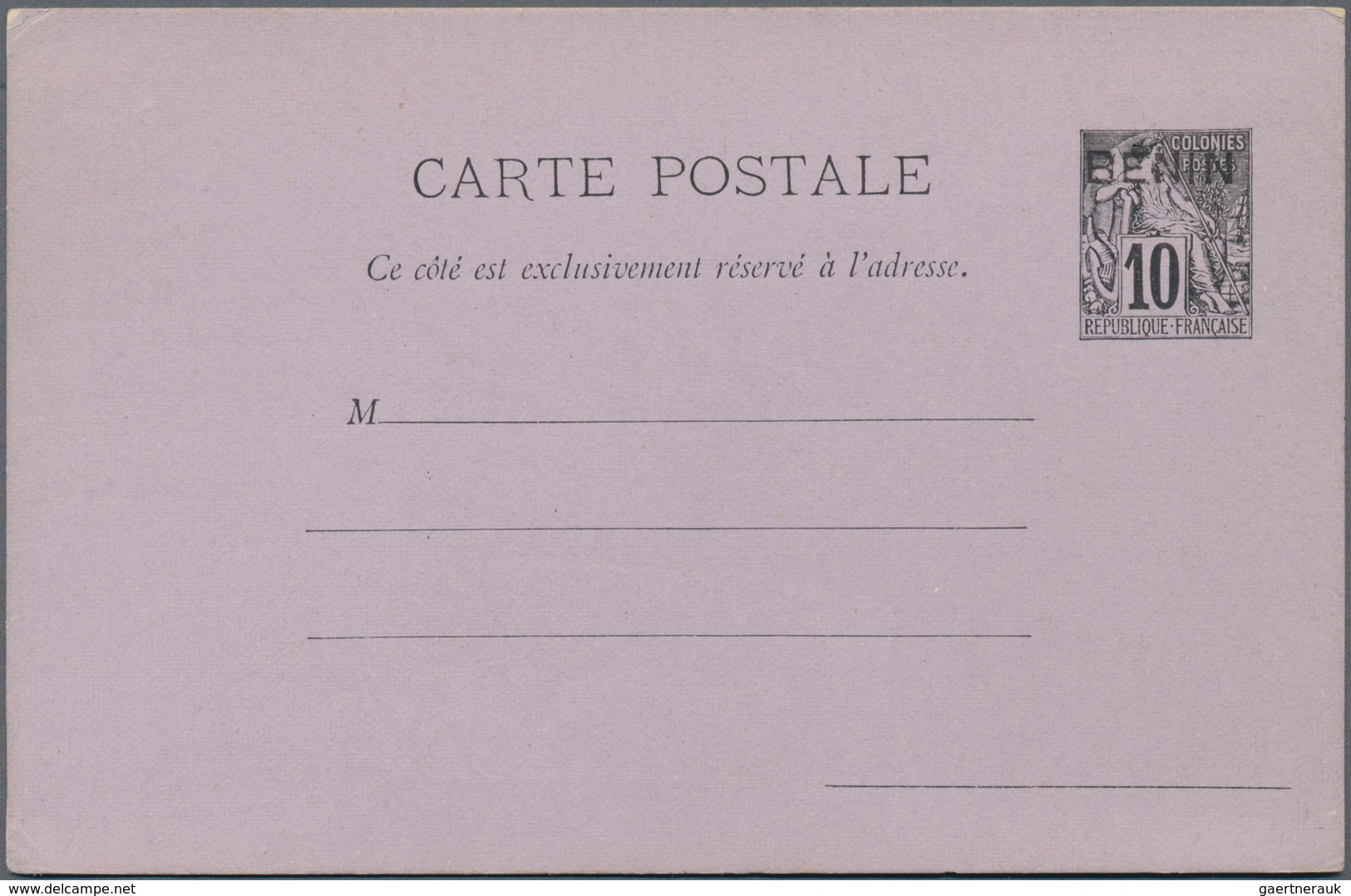 Benin: 1892/94 Ca. 170 Exclusively Unused Postal Stationery, Besides, Postal Stationery Cards, Card - Andere & Zonder Classificatie