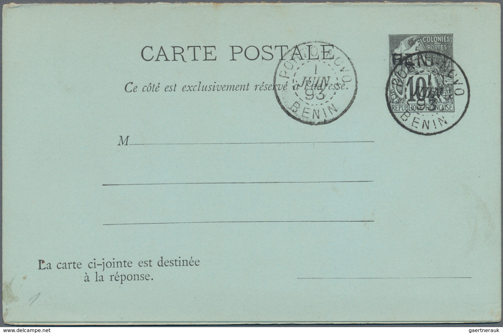 Benin: 1892/94 Small Holding Of 11 Unused/CTO Postal Stationery Postcards, Incl. Double Cards, Lette - Andere & Zonder Classificatie