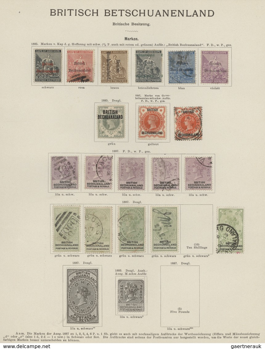 Betschuanaland: 1885-89, Kleine Sammlung Mit Mi.Nr. 1-8 Ungebraucht Oder Gestempelt, Sauber Auf Albu - 1885-1964 Herrschaft Von Bechuanaland