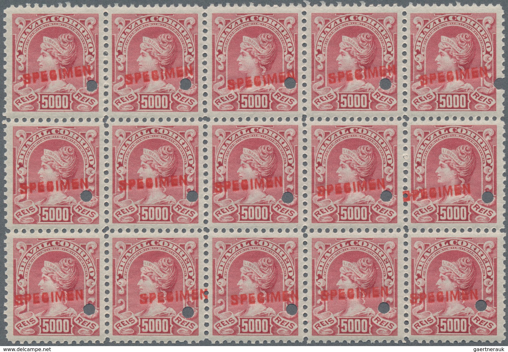 Brasilien: 1906-16, Liberty Issue Collection Of 393 Stamps In Large Blocks And Strips Overprinted "S - Oblitérés