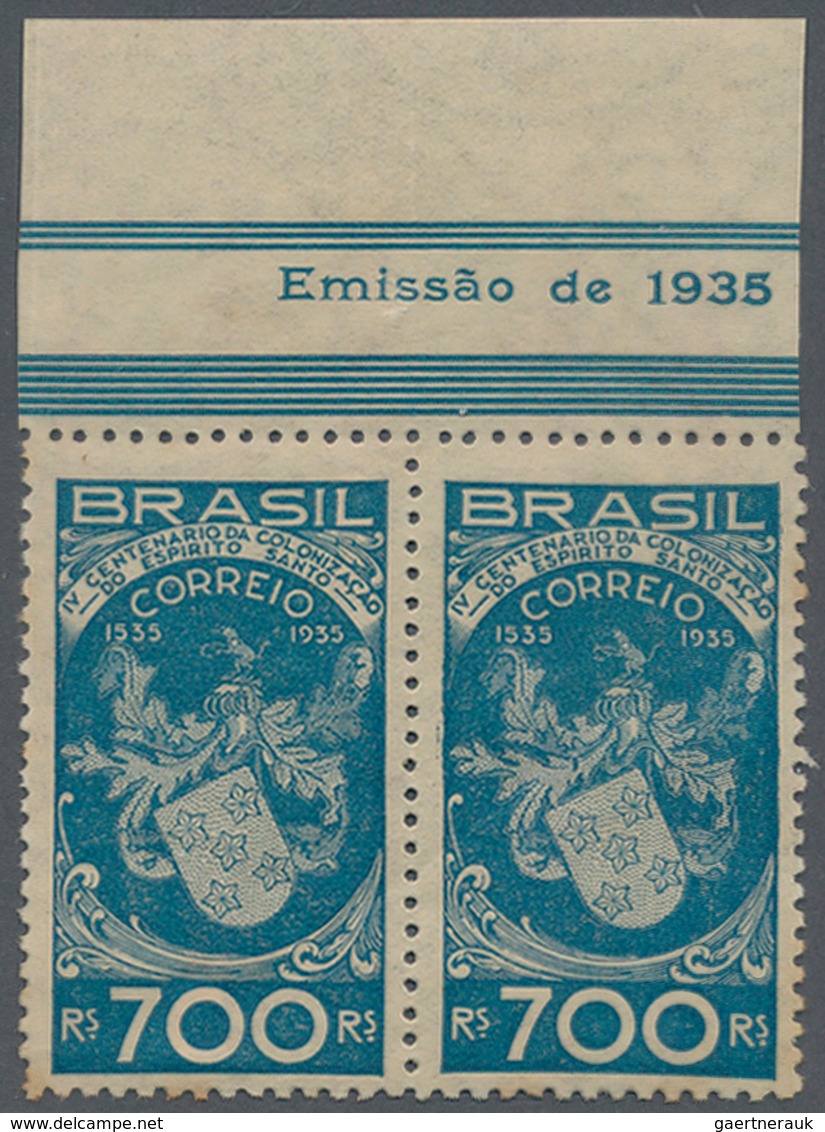 Brasilien: 1919/1958, MARGIN IMPRINTS, splendid mint collection of 225 units up to blocks of 70, sho