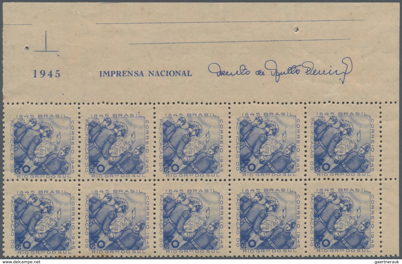 Brasilien: 1919/1958, MARGIN IMPRINTS, splendid mint collection of 225 units up to blocks of 70, sho