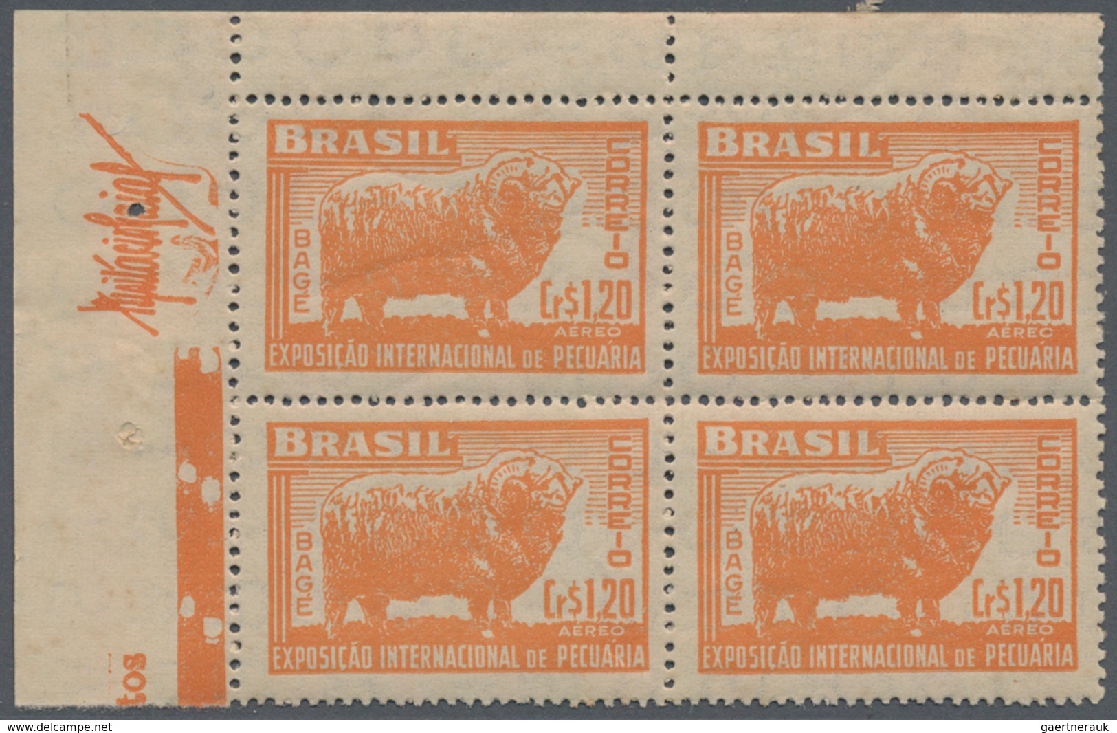 Brasilien: 1919/1958, MARGIN IMPRINTS, splendid mint collection of 225 units up to blocks of 70, sho