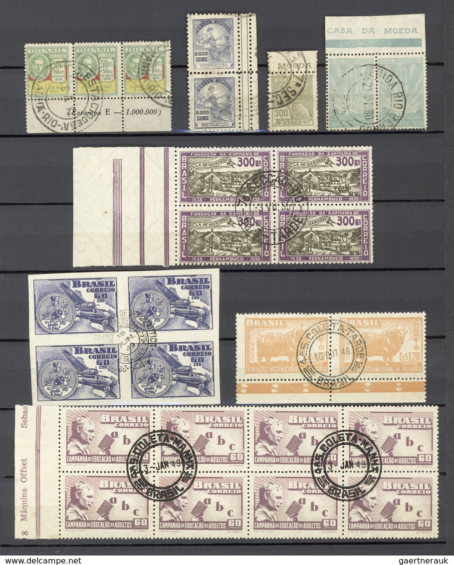 Brasilien: 1930/1955, Specialised Assortment Of Used Units Up To Block Of 20, Comprising Definitves - Oblitérés