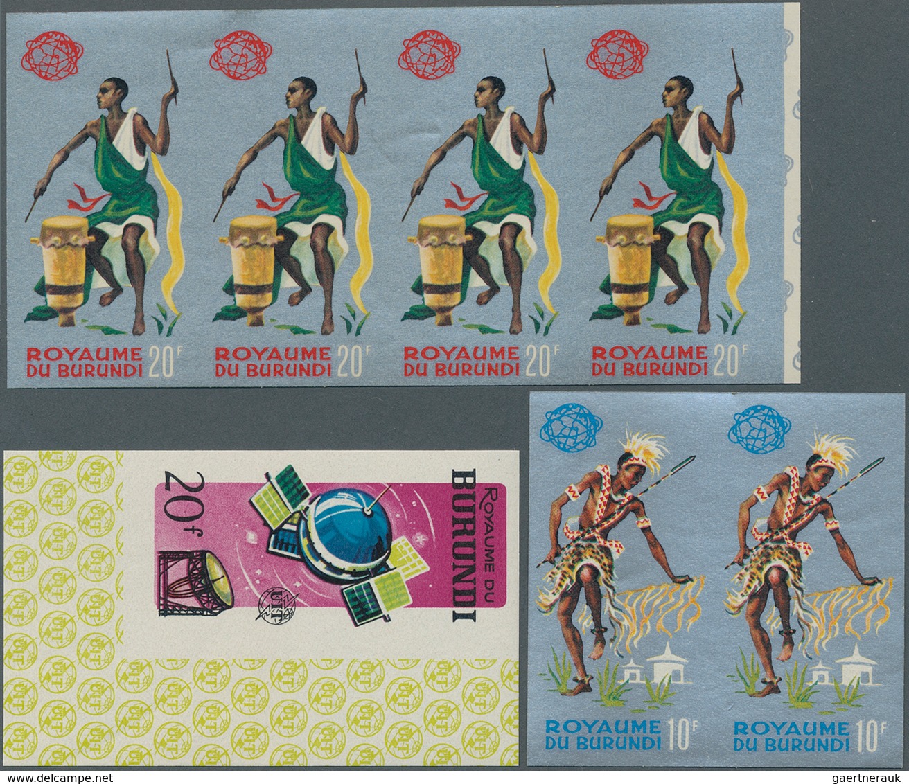 Burundi: 1964/1965, Lot Of 5376 IMPERFORATE Stamps MNH, Showing Various Topics Like Dance, Medicine, - Collections