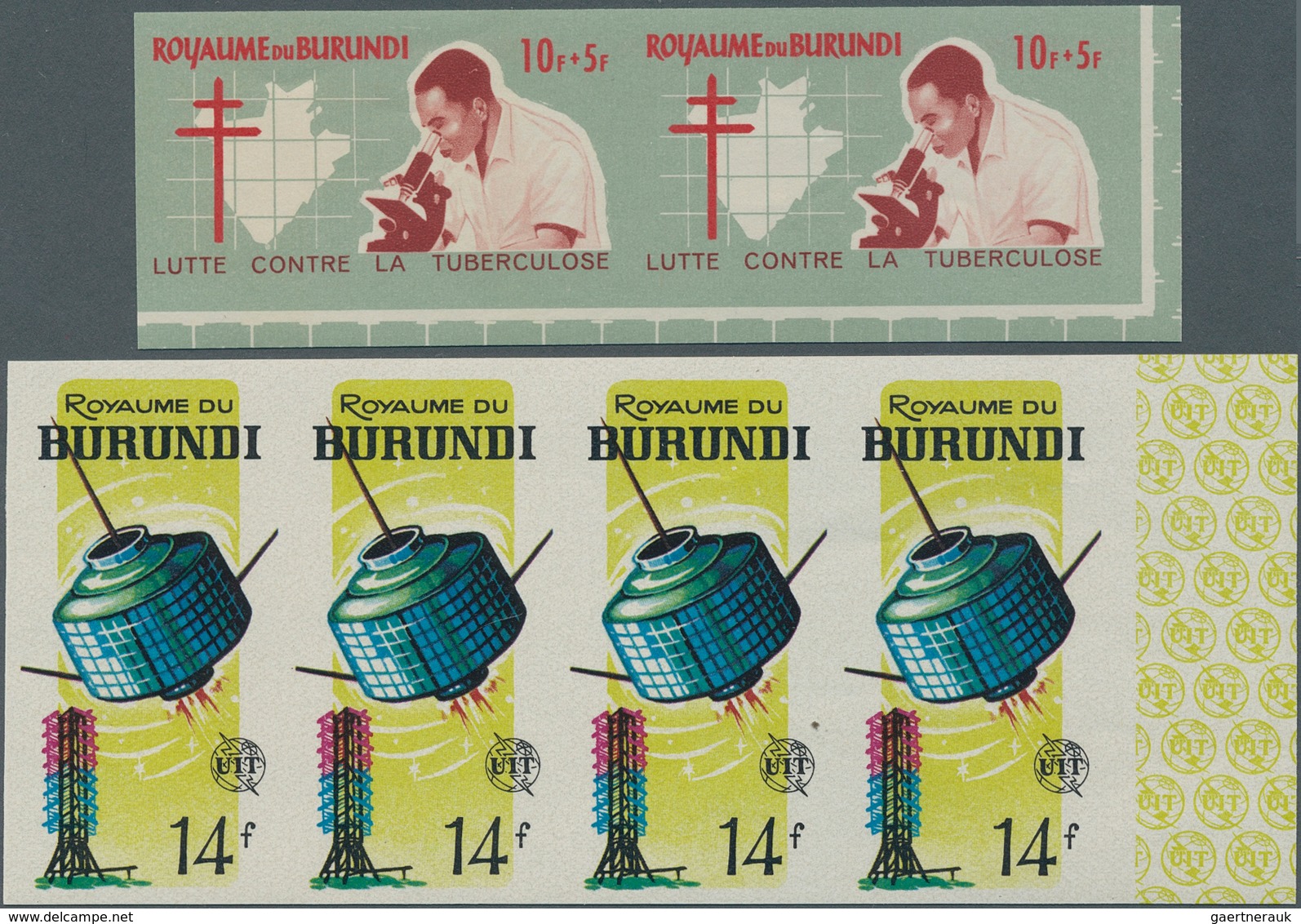 Burundi: 1964/1965, Lot Of 5376 IMPERFORATE Stamps MNH, Showing Various Topics Like Dance, Medicine, - Sammlungen