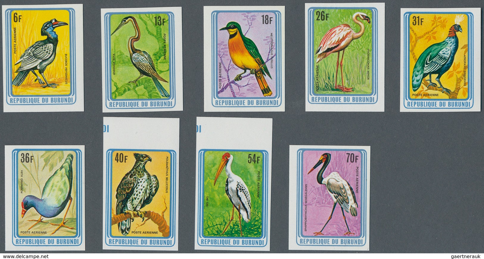 Burundi: 1965;1979, Lot Of 3433 IMPERFORATE Stamps BIRDS MNH, Mostly Mi.no. 158/166 And A 15 Sets No - Colecciones