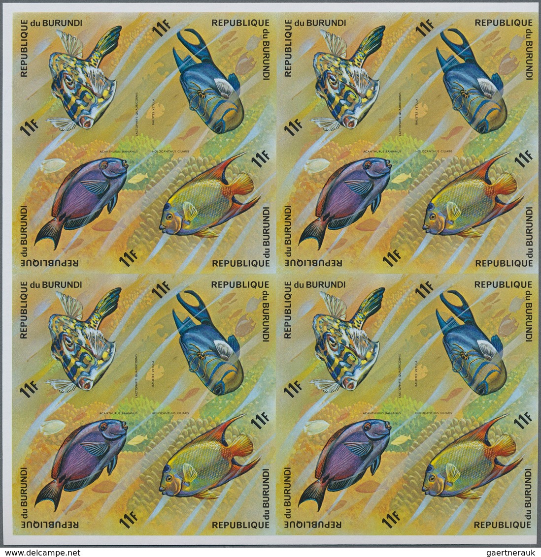 Burundi: 1970/1992. Lot of 9,895 IMPERFORATE stamps, souvenir and miniature sheets showing various i