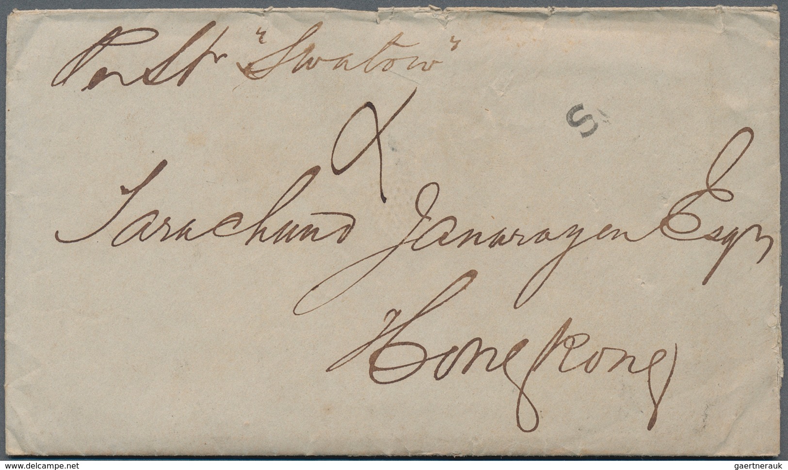 China: 1880/82, Covers (5), Unstamped "ship Letters" With Letter Contents In Indian Writing: Endorse - Sonstige & Ohne Zuordnung