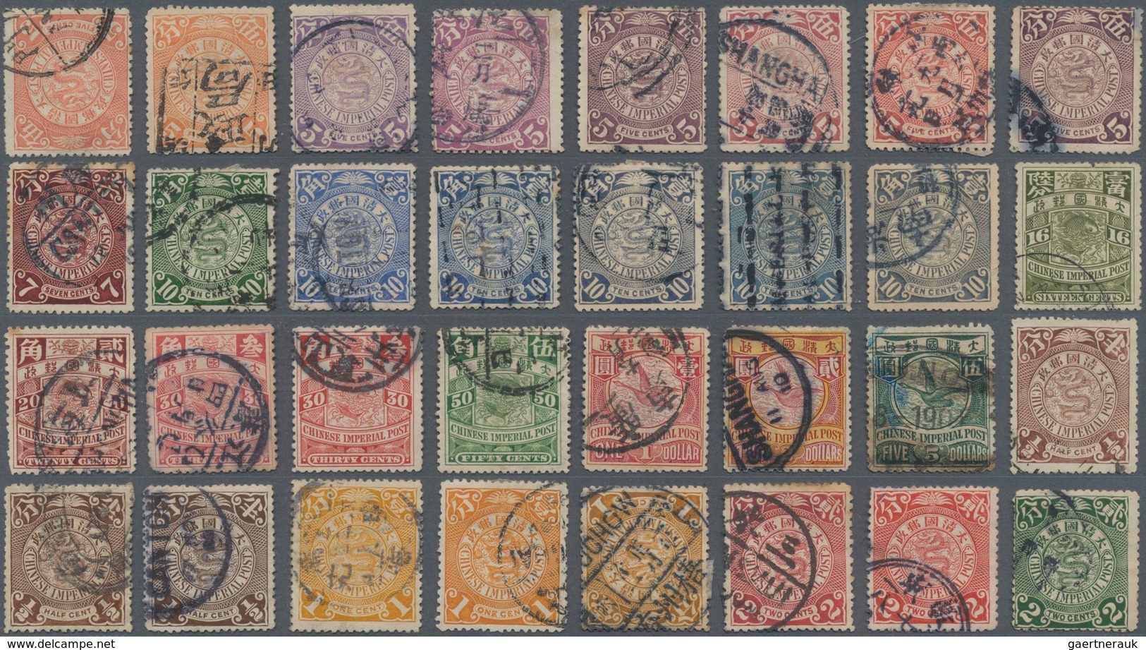 China: 1898/1909, Coiling Dragons Etc. Tokyo / Waterlow Issues Inc. Postage Dues Used, On Three Stoc - Other & Unclassified