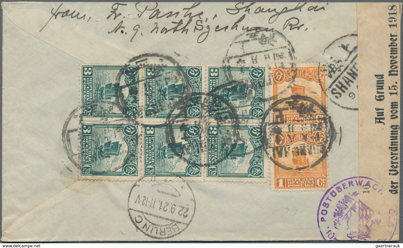 China: 1913/33, junk/reaper on cover (48 inc. few used ppc + 1 front) almost exclusively o foreign i