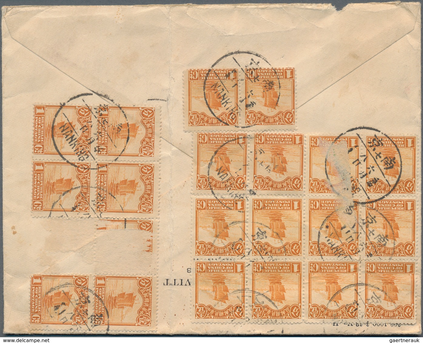 China: 1913/33, junk/reaper on cover (48 inc. few used ppc + 1 front) almost exclusively o foreign i