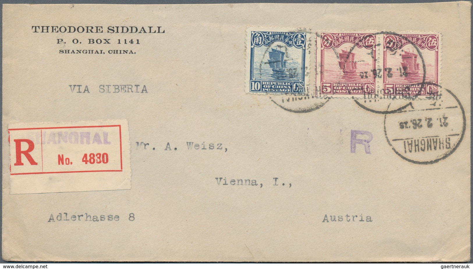 China: 1913/33, junk/reaper on cover (48 inc. few used ppc + 1 front) almost exclusively o foreign i