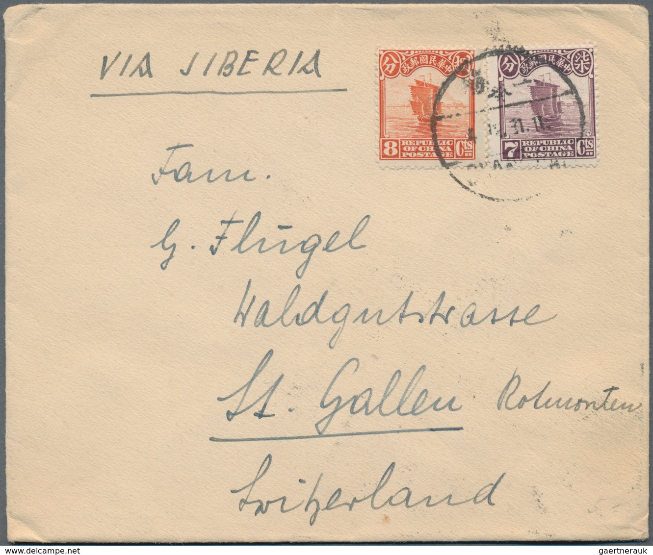 China: 1913/33, Junk/reaper, Covers (23 + 2 Fronts) To Switzerland Inc. Surcharged, Registration. - Otros & Sin Clasificación