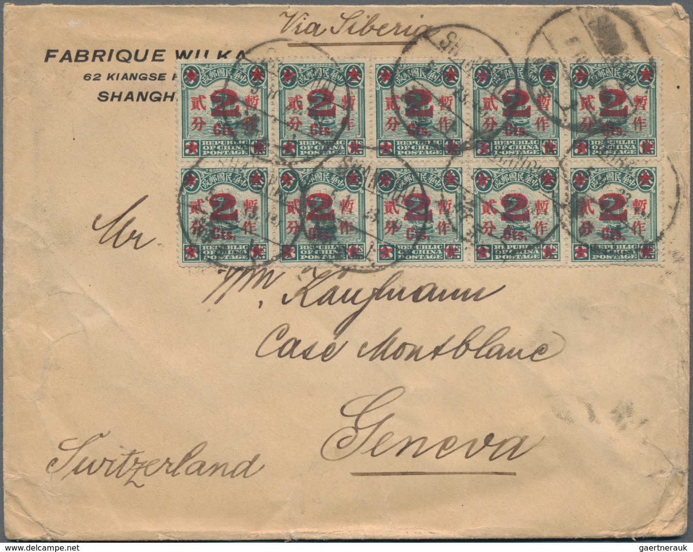 China: 1913/33, junk/reaper, covers (23 + 2 fronts) to Switzerland inc. surcharged, registration.