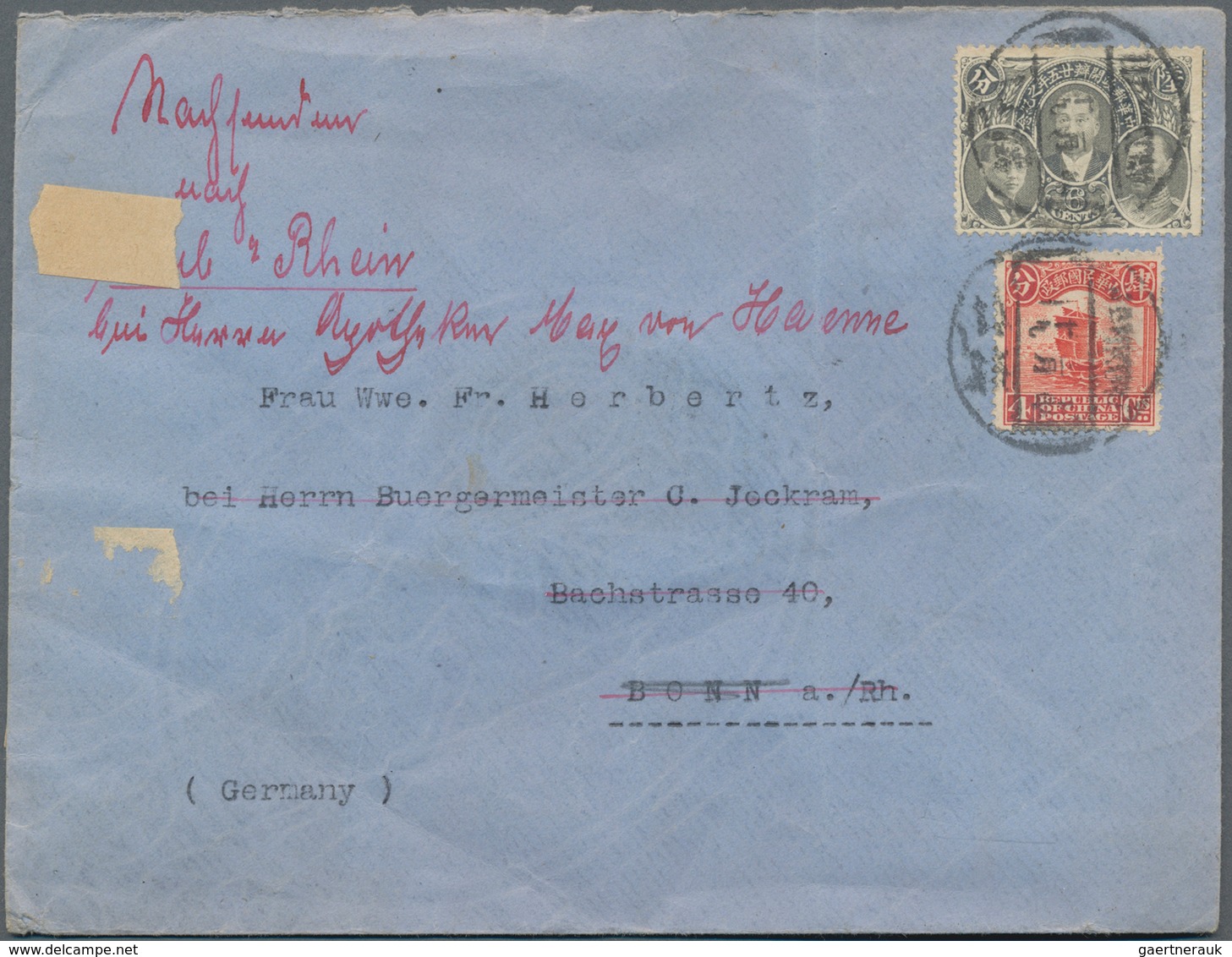 China: 1921/29, Commemoratives On Cover Or Card (9), Mostly Used Foreign Inc. Constitution 10 C. Sin - Sonstige & Ohne Zuordnung