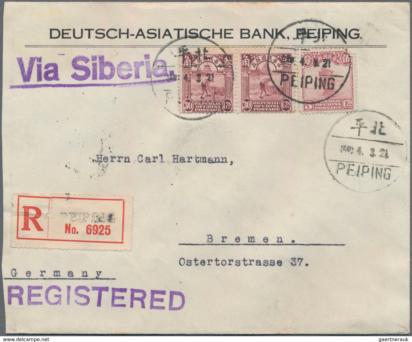 China: 1923/32, (ca.), Correspondence Of Covers (30, Inc. 17 Registered) All To Germany, From Schmid - Other & Unclassified