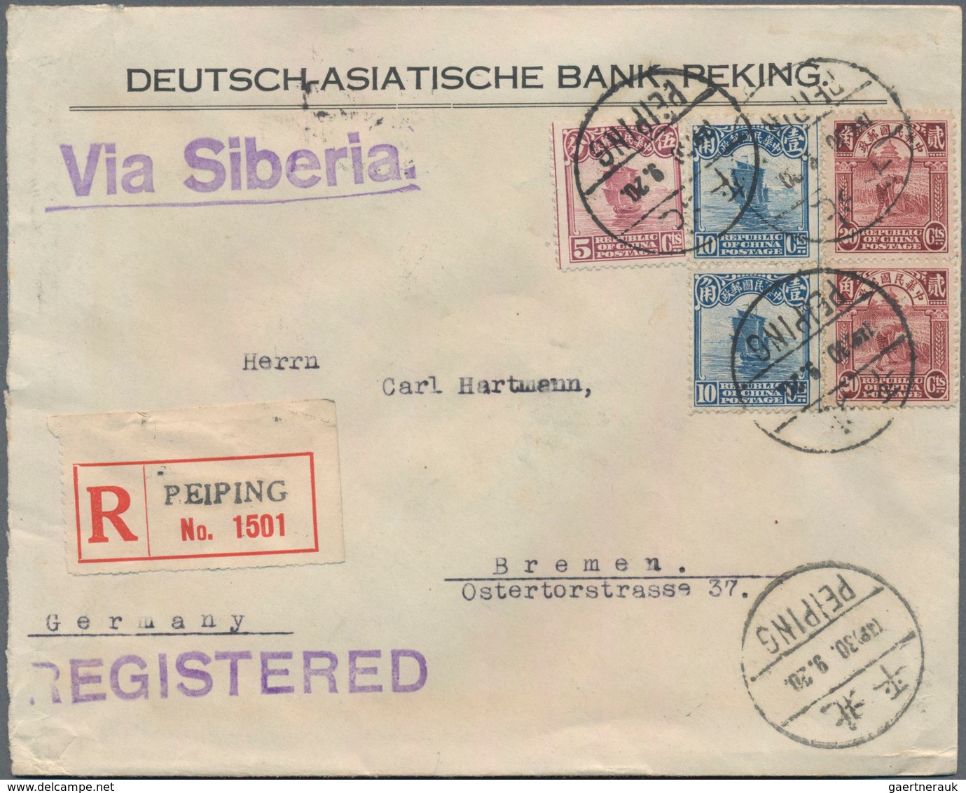 China: 1923/32, (ca.), Correspondence Of Covers (30, Inc. 17 Registered) All To Germany, From Schmid - Andere & Zonder Classificatie
