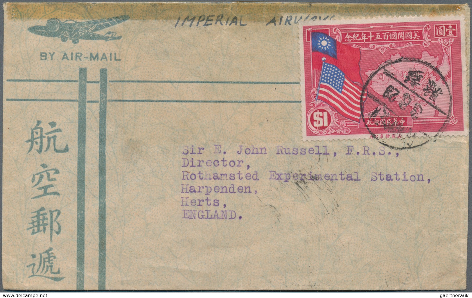 China: 1929/47, Group Of 6 Airmail Covers: To England (via HK, $1 Constitution Single), Switzerland - Autres & Non Classés