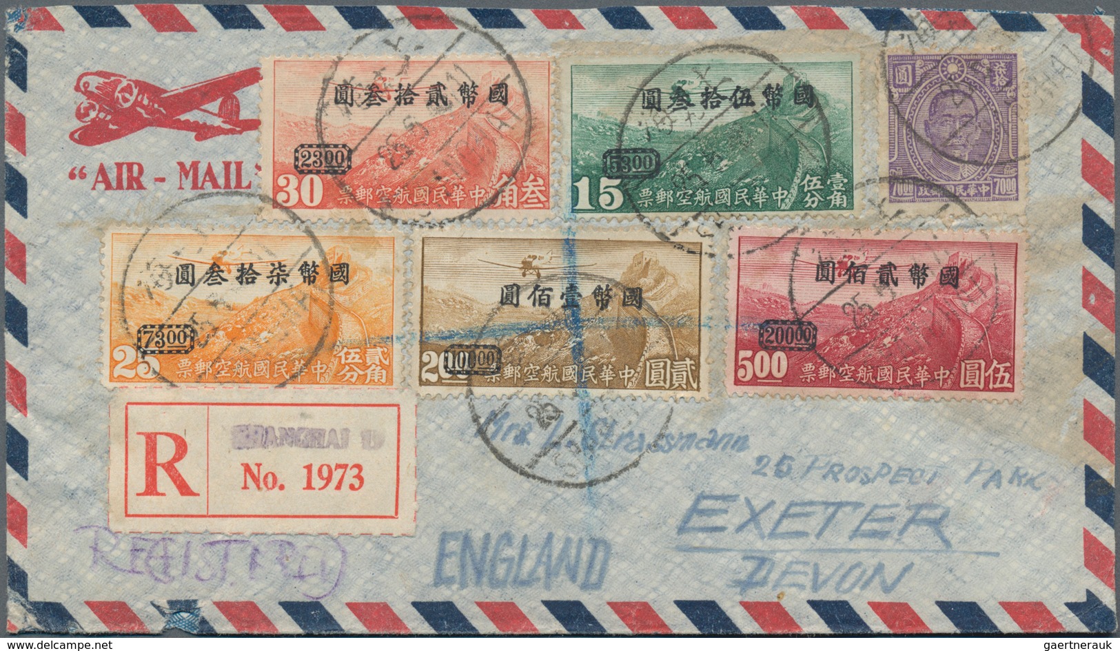 China: 1941/48, covers (17) mostly airmail inc. three registered (one censored) 1941 Chungking-Hong